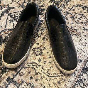 Black Snakeskin Sneakers - Size 7